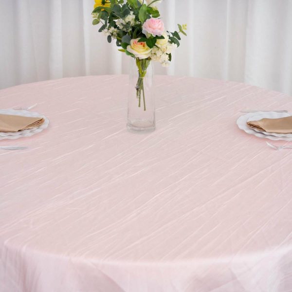 Taffeta & Velvet |  90″x90″ Blush Accordion Crinkle Taffeta Square Table Overlay