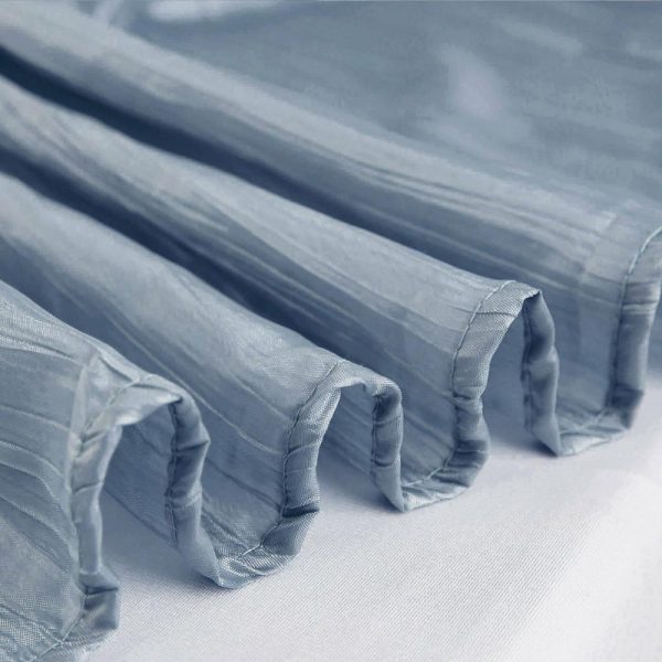 Taffeta & Velvet |  90″x90″ Dusty Blue Accordion Crinkle Taffeta Square Table Overlay