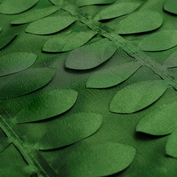 Taffeta & Velvet |  90″x90″ Green Leaf Petal Taffeta Table Overlay, Square Tablecloth Topper