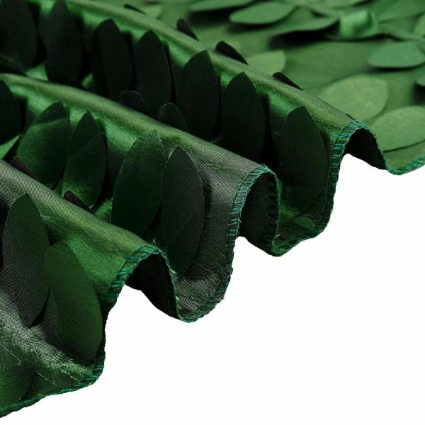 Taffeta & Velvet |  90″x90″ Green Leaf Petal Taffeta Table Overlay, Square Tablecloth Topper