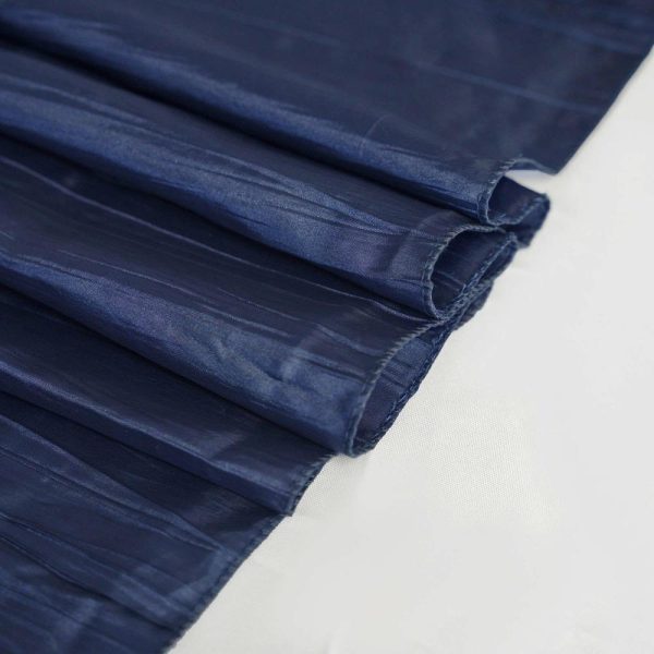 Taffeta & Velvet |  90″x90″ Navy Blue Accordion Crinkle Taffeta Square Table Overlay