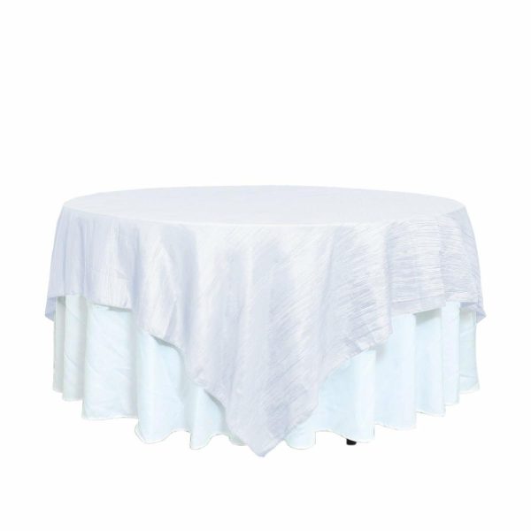 Taffeta & Velvet |  90″x90″ White Accordion Crinkle Taffeta Square Table Overlay