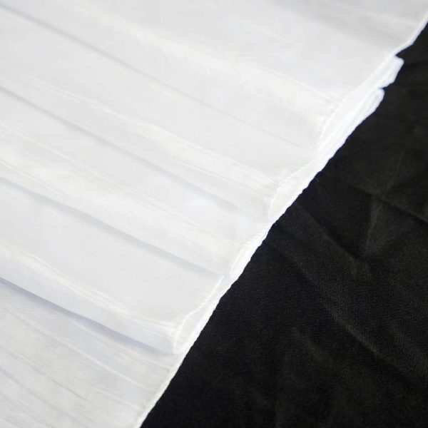 Taffeta & Velvet |  90″x90″ White Accordion Crinkle Taffeta Square Table Overlay