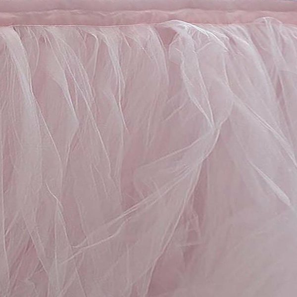 Tulle & Curly Willow |  14ft Blush 4 Layer Tulle Tutu Pleated Table Skirt