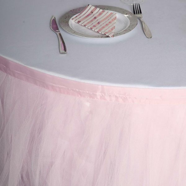 Tulle & Curly Willow |  14ft Blush 4 Layer Tulle Tutu Pleated Table Skirt