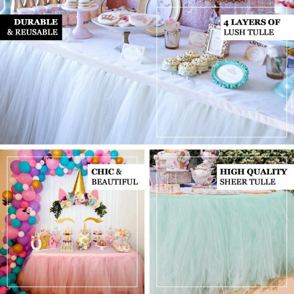 Tulle & Curly Willow |  14ft Blush 4 Layer Tulle Tutu Pleated Table Skirt