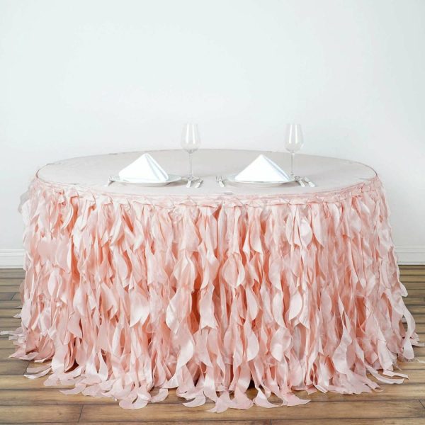 Tulle & Curly Willow |  14ft Blush Curly Willow Taffeta Table Skirt