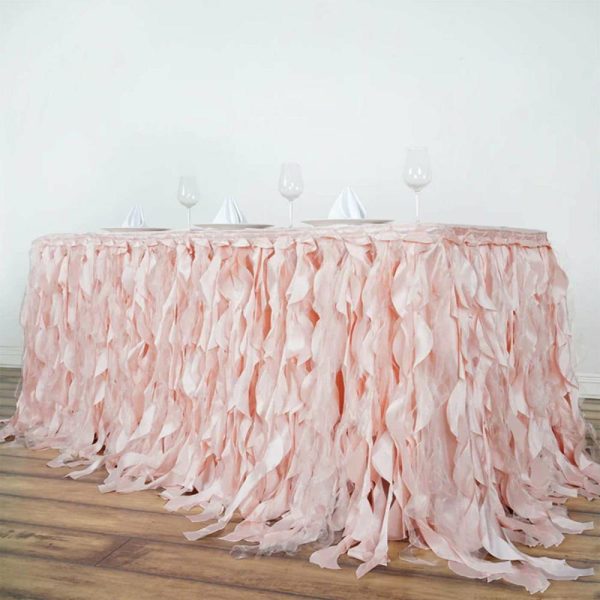 Tulle & Curly Willow |  14ft Blush Curly Willow Taffeta Table Skirt