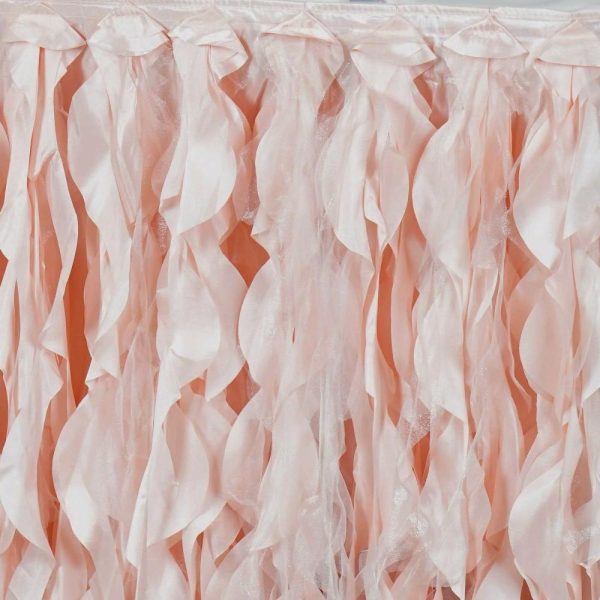 Tulle & Curly Willow |  14ft Blush Curly Willow Taffeta Table Skirt