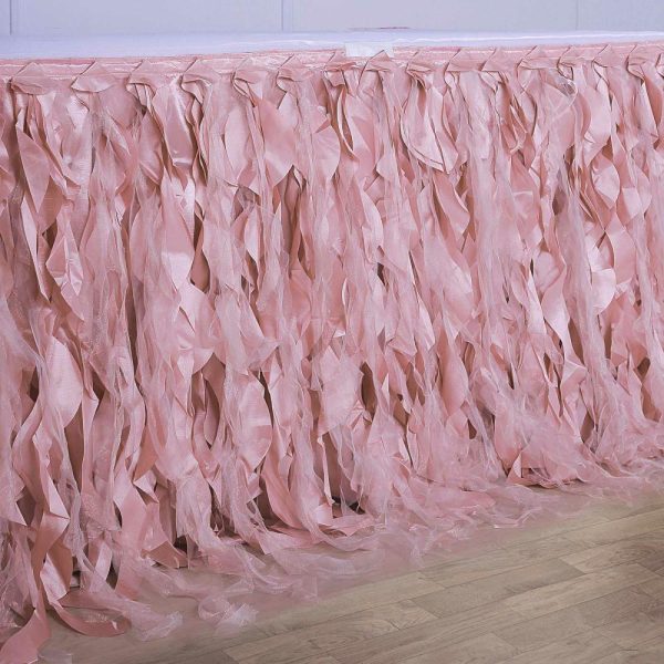 Tulle & Curly Willow |  14ft Dusty Rose Curly Willow Taffeta Table Skirt