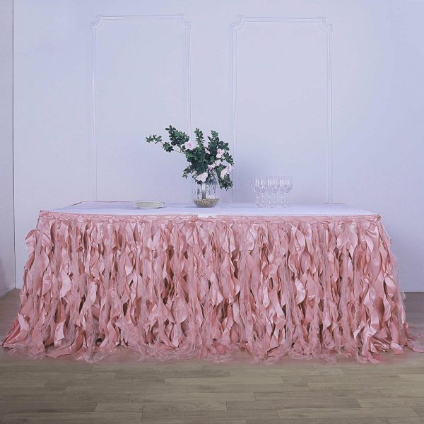 Tulle & Curly Willow |  14ft Dusty Rose Curly Willow Taffeta Table Skirt