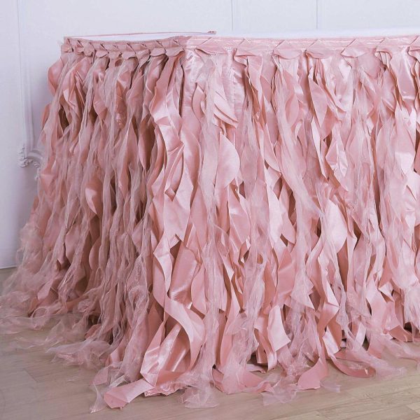 Tulle & Curly Willow |  14ft Dusty Rose Curly Willow Taffeta Table Skirt