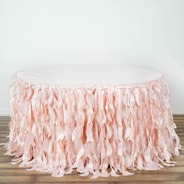 Tulle & Curly Willow |  17ft Blush Curly Willow Taffeta Table Skirt