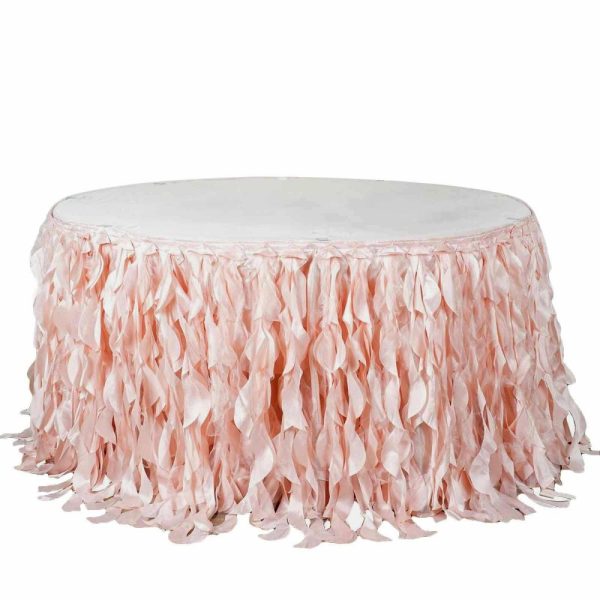 Tulle & Curly Willow |  17ft Blush Curly Willow Taffeta Table Skirt