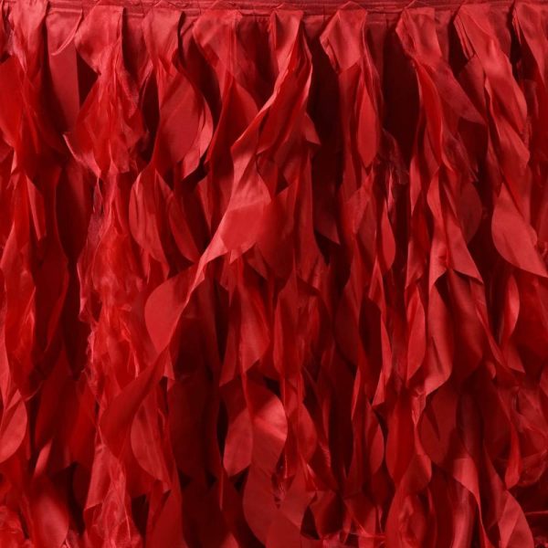 Tulle & Curly Willow |  17ft Red Curly Willow Taffeta Table Skirt