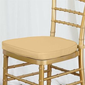 Universal Covers & Cushions |  1.5″ Thick Champagne Chiavari Chair Pad, Memory Foam Seat Cushion With Ties and Removable Cover