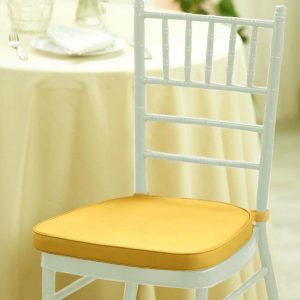 Universal Covers & Cushions |  1.5″ Thick Gold Chiavari Chair Pad, Memory Foam Seat Cushion With Ties and Removable Cover