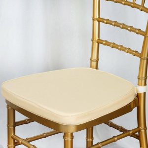 Universal Covers & Cushions |  1.5″ Thick Ivory Chiavari Chair Pad, Memory Foam Seat Cushion With Ties and Removable Cover