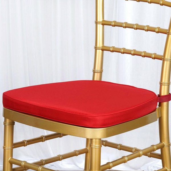 Universal Covers & Cushions |  1.5″ Thick Red Chiavari Chair Pad, Memory Foam Seat Cushion With Ties and Removable Cover