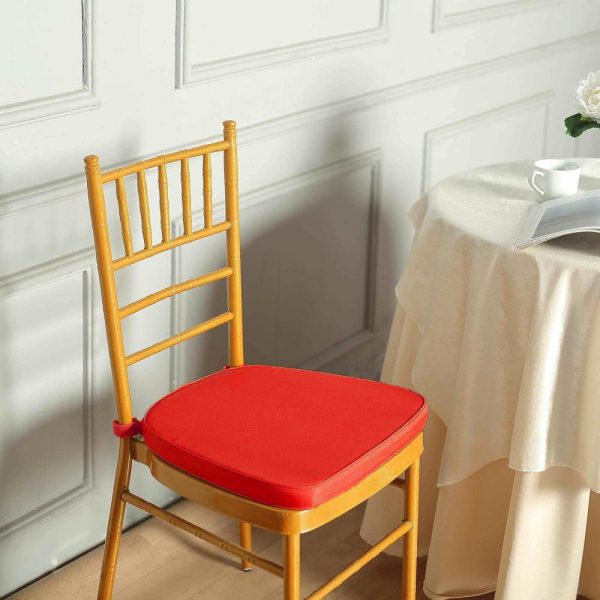 Universal Covers & Cushions |  1.5″ Thick Red Chiavari Chair Pad, Memory Foam Seat Cushion With Ties and Removable Cover