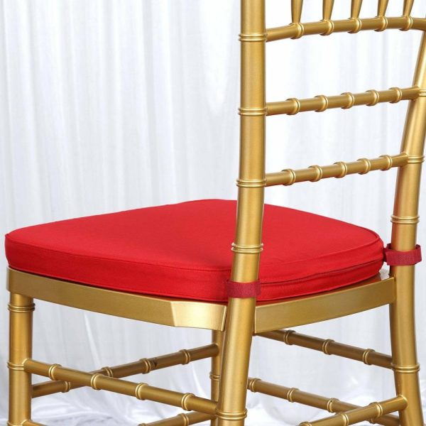 Universal Covers & Cushions |  1.5″ Thick Red Chiavari Chair Pad, Memory Foam Seat Cushion With Ties and Removable Cover