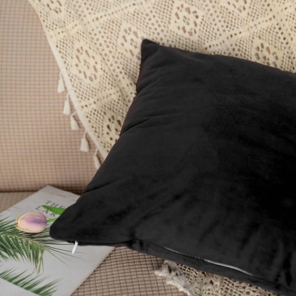 Universal Covers & Cushions |  2 Pack 18″ Black Soft Velvet Square Throw Pillow Cover