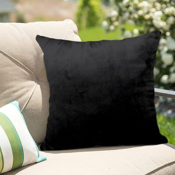 Universal Covers & Cushions |  2 Pack 18″ Black Soft Velvet Square Throw Pillow Cover