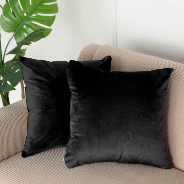 Universal Covers & Cushions |  2 Pack 18″ Black Soft Velvet Square Throw Pillow Cover