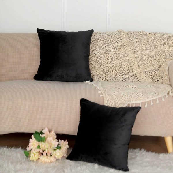 Universal Covers & Cushions |  2 Pack 18″ Black Soft Velvet Square Throw Pillow Cover