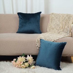 Universal Covers & Cushions |  2 Pack 18″ Navy Blue Soft Velvet Square Throw Pillow Cover