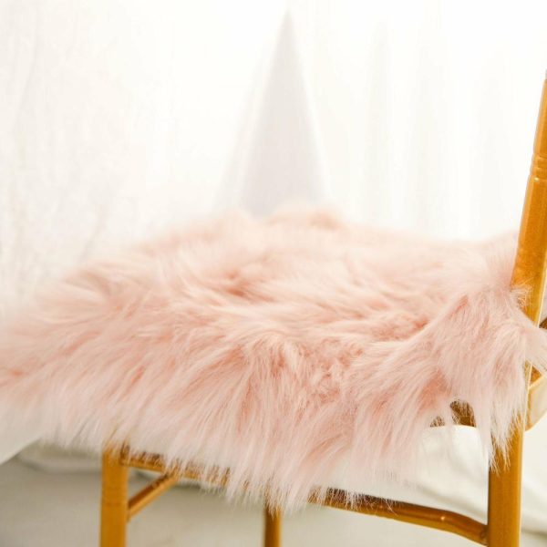 Universal Covers & Cushions |  20″ Soft Dusty Rose Faux Sheepskin Fur Square Seat Cushion Cover, Small Shag Area Rug