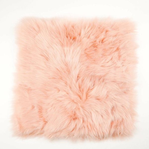 Universal Covers & Cushions |  20″ Soft Dusty Rose Faux Sheepskin Fur Square Seat Cushion Cover, Small Shag Area Rug