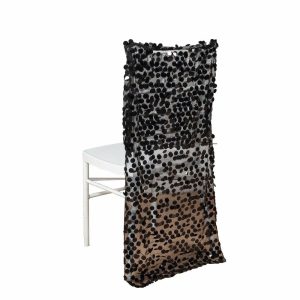 Universal Covers & Cushions |  Black Big Payette Sequin Chiavari Chair Slipcover