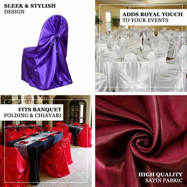 Universal Covers & Cushions |  Blush Satin Self-Tie Universal Chair Cover, Folding, Dining, Banquet and Standard Size Chair Cover