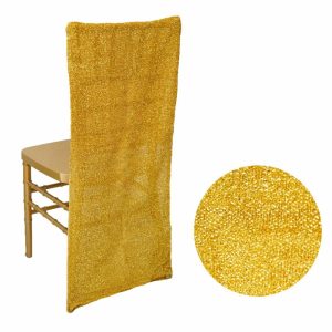 Universal Covers & Cushions |  Gold Metallic Shimmer Tinsel Spandex Stretch Chair Slipcover