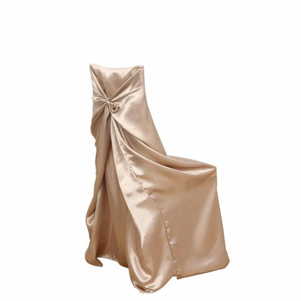 Universal Covers & Cushions |  Nude Satin Self-Tie Universal Chair Cover, Folding, Dining, Banquet and Standard Size Chair Cover