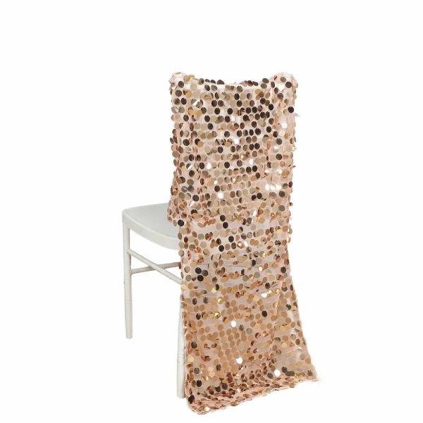 Universal Covers & Cushions |  Rose Gold Big Payette Sequin Chiavari Chair Slipcover