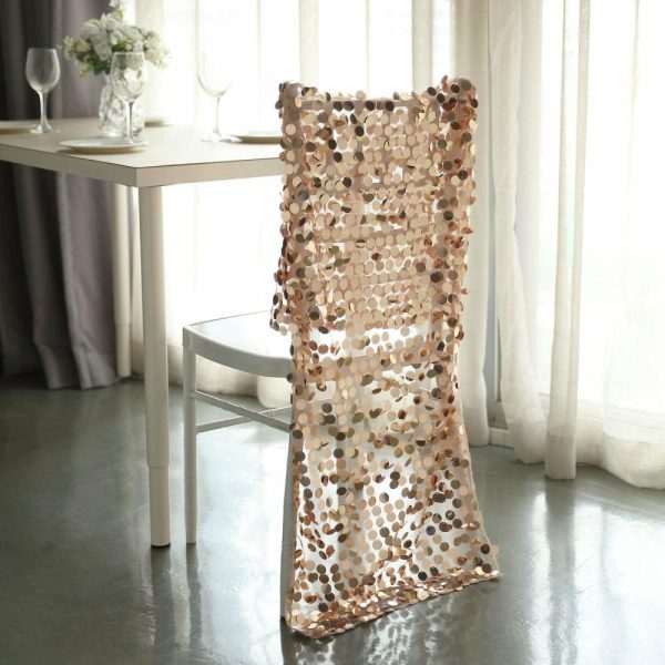 Universal Covers & Cushions |  Rose Gold Big Payette Sequin Chiavari Chair Slipcover