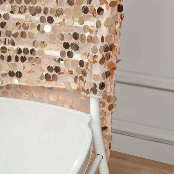 Universal Covers & Cushions |  Rose Gold Big Payette Sequin Chiavari Chair Slipcover