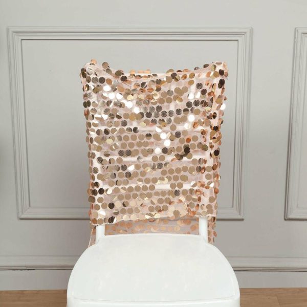 Universal Covers & Cushions |  Rose Gold Big Payette Sequin Chiavari Chair Slipcover