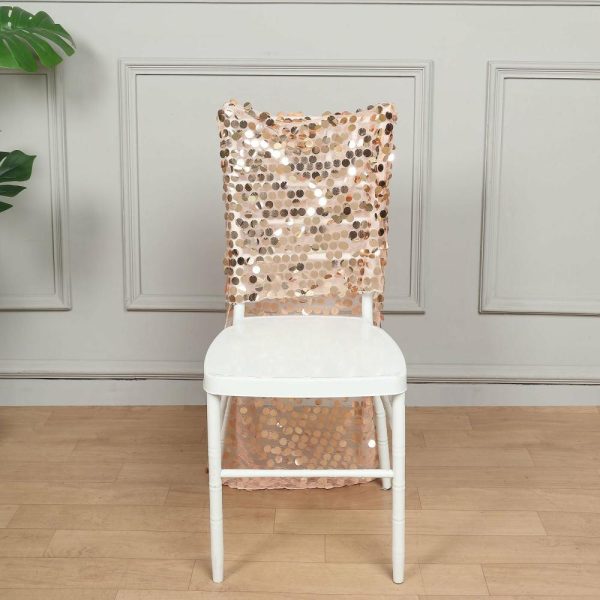 Universal Covers & Cushions |  Rose Gold Big Payette Sequin Chiavari Chair Slipcover