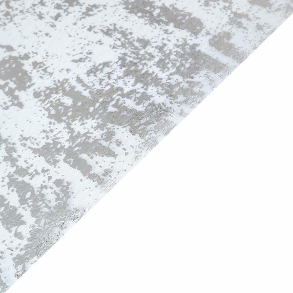 Velvet & Stylish Runners |  108″ Sparkly Metallic Silver Foil Thin Mesh Polyester Table Runner – 25GSM