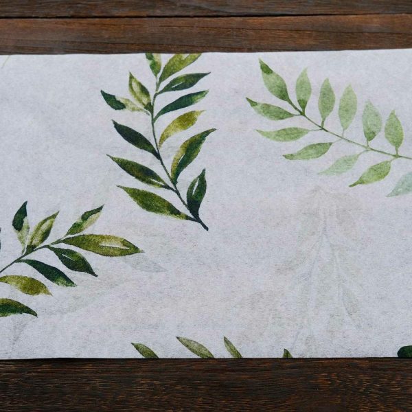 Velvet & Stylish Runners |  11″x108″ White Green Non-Woven Olive Leaves Print Table Runner, Spring Summer Kitchen Dining Table Decoration