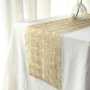 Velvet & Stylish Runners |  12”x108″ Metallic Gold Non-Woven Fiberweb Polyester Table Runner – 50 GSM