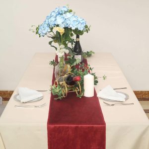 Velvet & Stylish Runners |  12″x108″ Burgundy Premium Velvet Table Runner