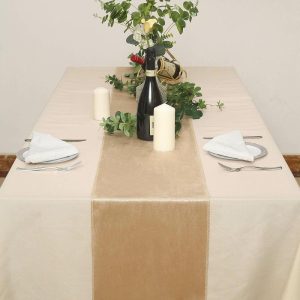 Velvet & Stylish Runners |  12″x108″ Champagne Premium Velvet Table Runner