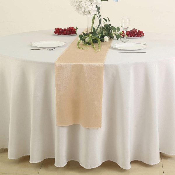 Velvet & Stylish Runners |  12″x108″ Champagne Premium Velvet Table Runner