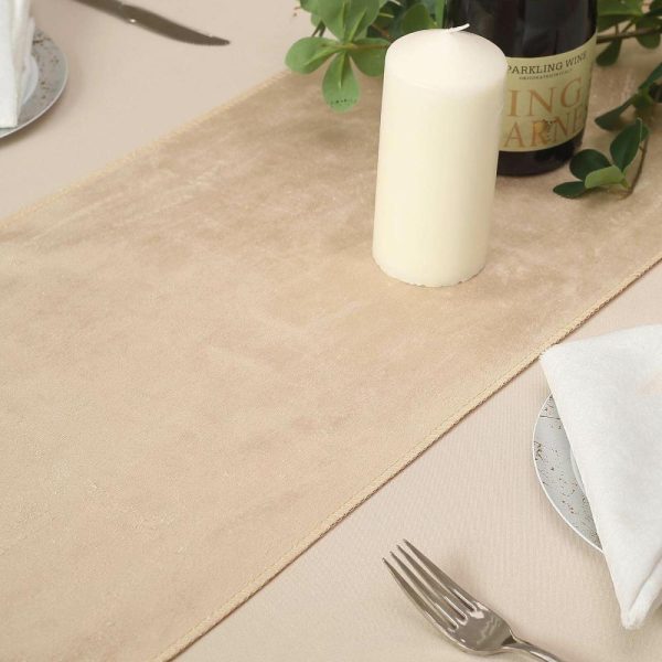 Velvet & Stylish Runners |  12″x108″ Champagne Premium Velvet Table Runner