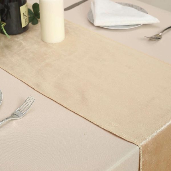 Velvet & Stylish Runners |  12″x108″ Champagne Premium Velvet Table Runner