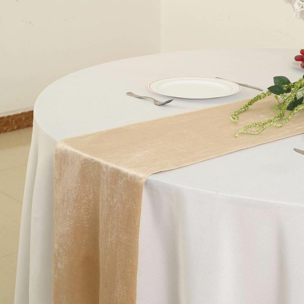 Velvet & Stylish Runners |  12″x108″ Champagne Premium Velvet Table Runner